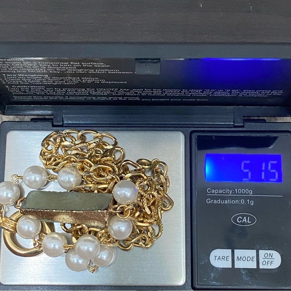 Gold-tone Chain Faux Pearl and Druzzy Crystal 34” Long Necklace - Picture 10 of 12